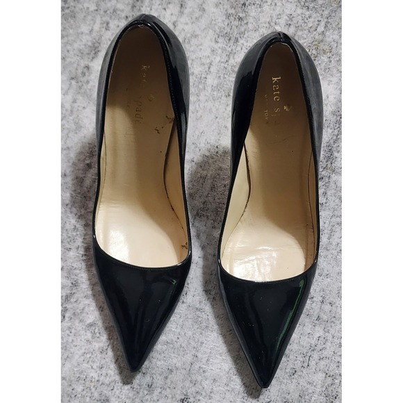 kate spade Shoes - Kate Spade NY Licorice Black Patent Leather High-Heel Pointed-Toe Pumps Size 8.5